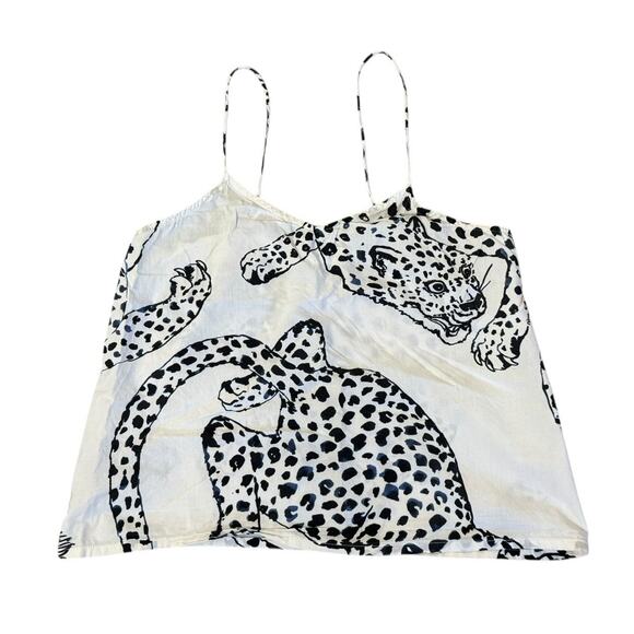 DESMOND & DEMPSEY The Jag Cream Cami Tank Top V Neck Organic Cotton Size XS - Picture 2 of 6